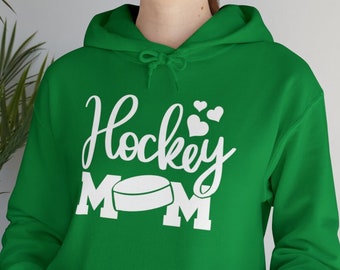 Hockey Mom Hoodie – Puck & Hearts Ice Hockey Sweatshirt, Unisex Adult Rink Hoodie