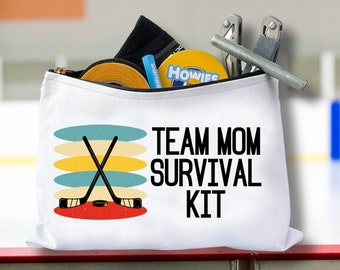 ICE HOCKEY Team MOM Survival Kit Zipper Pouch Bag | Tape Wax Accessories | Team Gift | Funny Present Banquet Christmas | Free Shipping