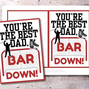 Biglietto d'auguri stampabile "Best Dad Bar Down Ice Hockey" piegato / Biglietto d'auguri per la festa del papà di hockey 5x7" / Regalo per l'allenatore del papà / Download immediato del PDF digitale di compleanno