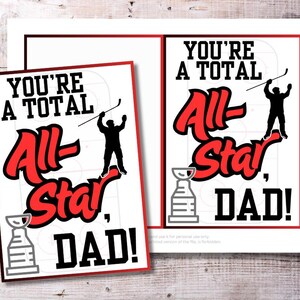 Biglietto d'auguri stampabile pieghevole per papà All-Star di hockey su ghiaccio / Biglietto d'auguri per la festa del papà di hockey 5x7" / Regalo per allenatore papà / Download immediato PDF digitale di compleanno