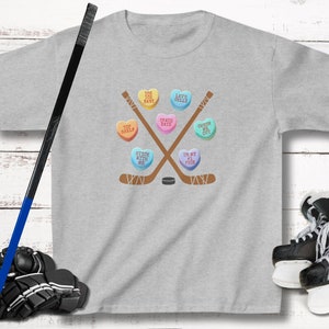 Ice Hockey CONVERSATION HEART Valentine Holiday Shirt YOUTH Sizes | Birthday Gift | Graphic Tee | Funny Hockey | Free Shipping
