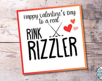 Druckbare Eishockey Rink Rizzler Valentinstag Druck | Lustige Kinder Tween Gen Alpha Slang Karten Signor | Sofortiger Download PDF | 2 Größen