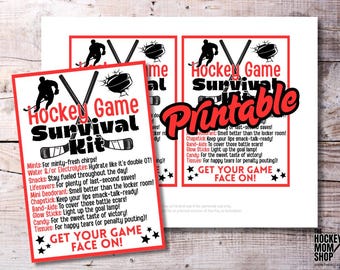 Hockey Game Survival Kit Printable | Ice Hockey Gift Tag for Game Day Tournaments | Team Favor Tags for Players | Digital Download PDF