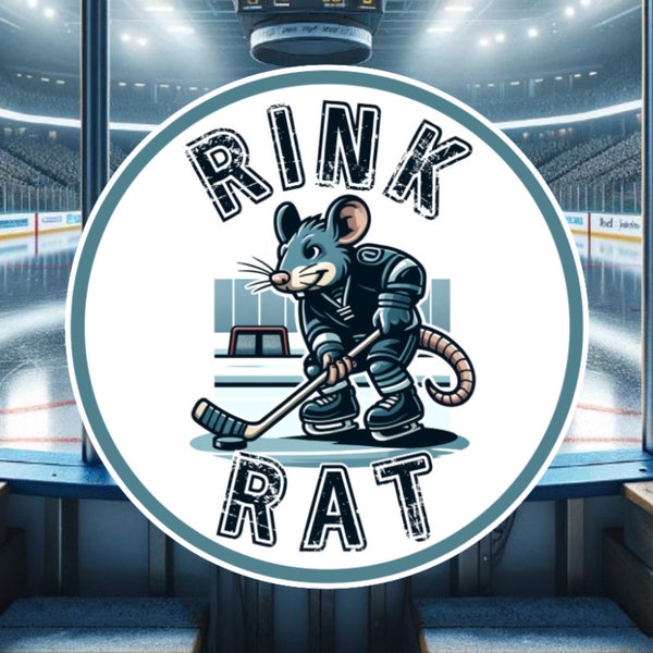 RINK RAT Ice HOCKEY Vinyl Sticker | Player Team Tournament Favors | Funny Humor Birthday Gift | Waterproof High Quality | Free Shipping