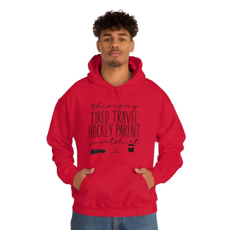 Tired TRAVEL HOCKEY Parent Ice Hockey HOODIE | Adult | Funny Gift Ice Rink Travel Team Hockey Apparel | Unisex Sweatshirt | Free Shipping afbeelding 2