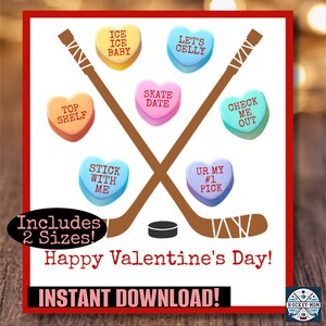 Printable EIS HOCKEY Konversation Herzen Valentines | Hockey Team Valentinstag Karten | Einfaches Hockey-Trainer-Team | Sofort Download PDF