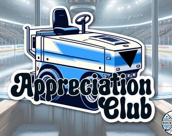 Ice Resurfacing Machine Appreciation Club ICE HOCKEY Vinyl Sticker | Team Funny Birthday Gift | Waterproof High Quality | Free Shipping