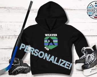Personalized Youth Hockey Hoodie – Custom Name & Number Ice Hockey Sweatshirt