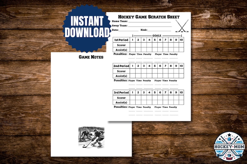 Printable ICE HOCKEY Game Scorecard Hockey Parent Fan Manager Coach Printable ICE HOCKEY Game Scorecard Hockey Parent Fan Manager Coach
