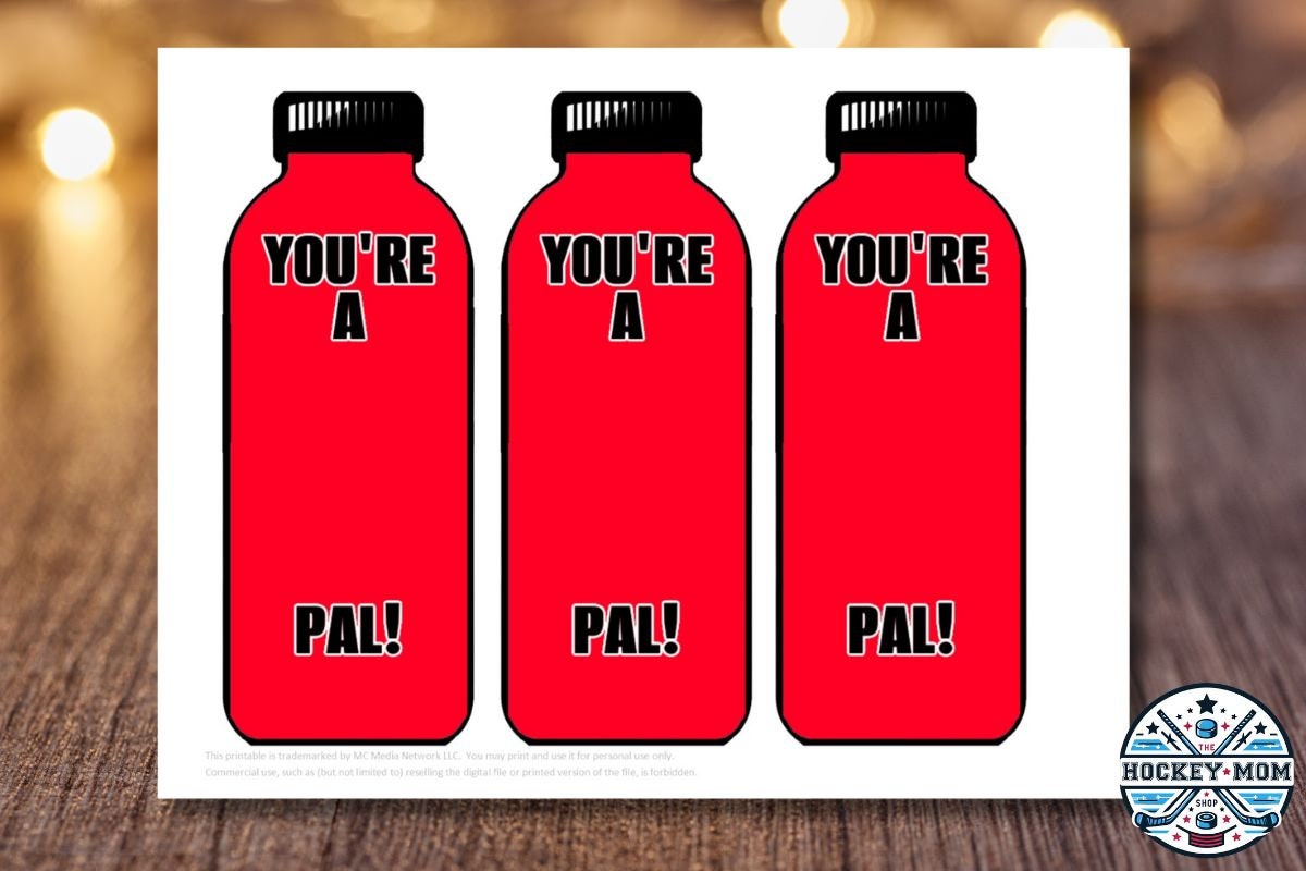 Printable Hydration Drink Packet Bottle Valentines Hockey Team ...