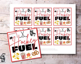 Ice Hockey Fuel Printable Tags | 3x3" Snack Bag Tags | Digital Download for Tournaments, Game Days, Team Treats Instant Delivery PDF