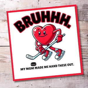 Eishockey Bruhhhh Valentinstag Printable | Lustige Kinder Tween Gen Alpha Slang Karten Bruh Signor | Sofortiger Download PDF | 2 Größen