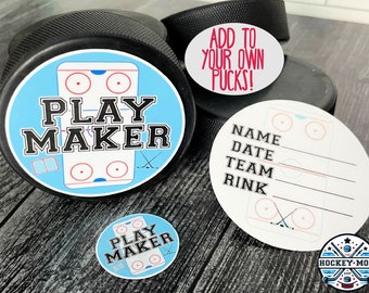 Ice Hockey PLAYMAKER Milestone Puck Stickers Vinyl Sticker Pack | Assists Achievements | Team Banquet Gift | 3 Sticker Set | Free Shipping