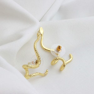 Snake Earrings - Serpent Climber Earrings -Conch Ear - Snake Studs  - Minimalist Earrings