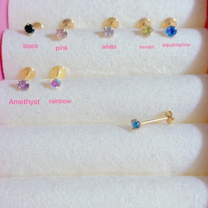 Pierres de naissance 18 g, clous de cartilage en diamant, filetés à l'intérieur, clous de tragus, clous de piercing à l'intérieur
