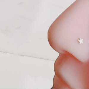 20g スター ノーズスタッド、ノーズリング、小さなノーズピン、サージカルスチールノーズリング、L字型ノーズリング