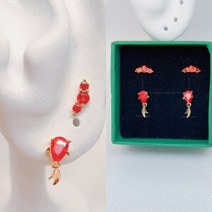 18g Garnet diamond fish everyday earring Gift Set 925 sterling silver earrings stud srew ball earrings