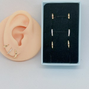 Classic Huggie Hoop Gift Set • Dainty Hoop Earrings set diamond tiny hoop set gift ready