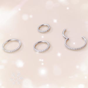 16 g Pave Sparkling CZ Dainty Conque, Tragus, Daith, Rook Piercing/Bague Dans Le Nez/Septum/Cartilage Hoop/Cercle D'oreille