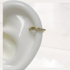 16g Pave double line Sparkling CZ Dainty Conch,Tragus,Daith,Rook Piercing/Nose Ring/Septum/Cartilage Hoop/Hoop Earring