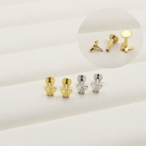 16g butterfly conch cartilage Stud Earrings, Minimalist Earrings,Cartilage Studs,925S  Tragus Studs