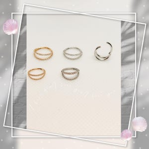 16 g Pave double ligne Sparkling CZ Dainty Conch, Tragus, Daith, Rook Piercing/Nez Ring/Septum/Cartilage Hoop/Cercle D'oreille