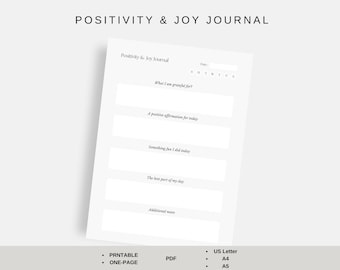 Positivity Journal, Daily Journal, Gratitude Journal, Mindfulness Journal, Daily Gratitude, Digital Journal, Printable Journal, That Girl