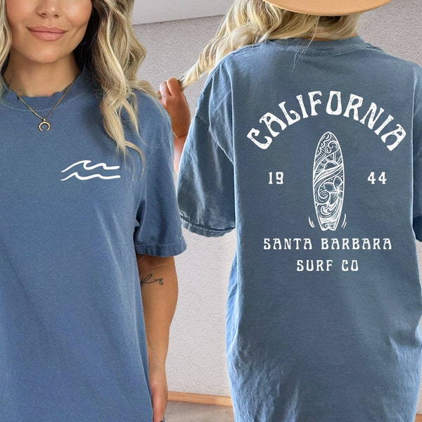 Comfort Colors® California Santa Barbara Surf Co Shirt, Oversized Back and Front Shirt, Surfing Co Tee, Aesthetic Oversized T-Shirt, Beachy