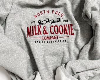North Pole Cookie Co Premium Embroidered Crewneck Sweater, Unisex, Christmas Sweater, Christmas Sweatshirt, Embroidered Christmas