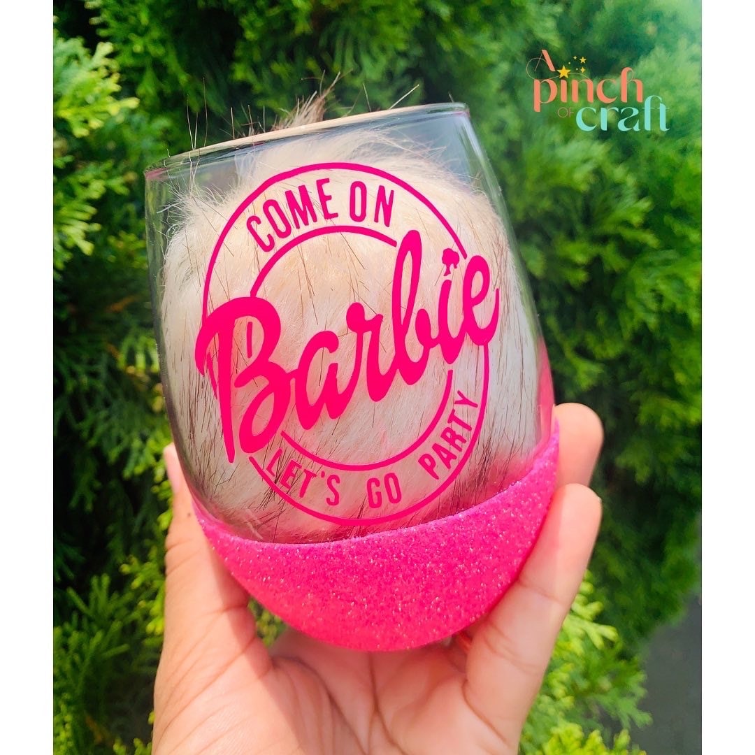 Pink Wine Glasses Custom Wine Glass Come on Let's Go Party Gift Glasses