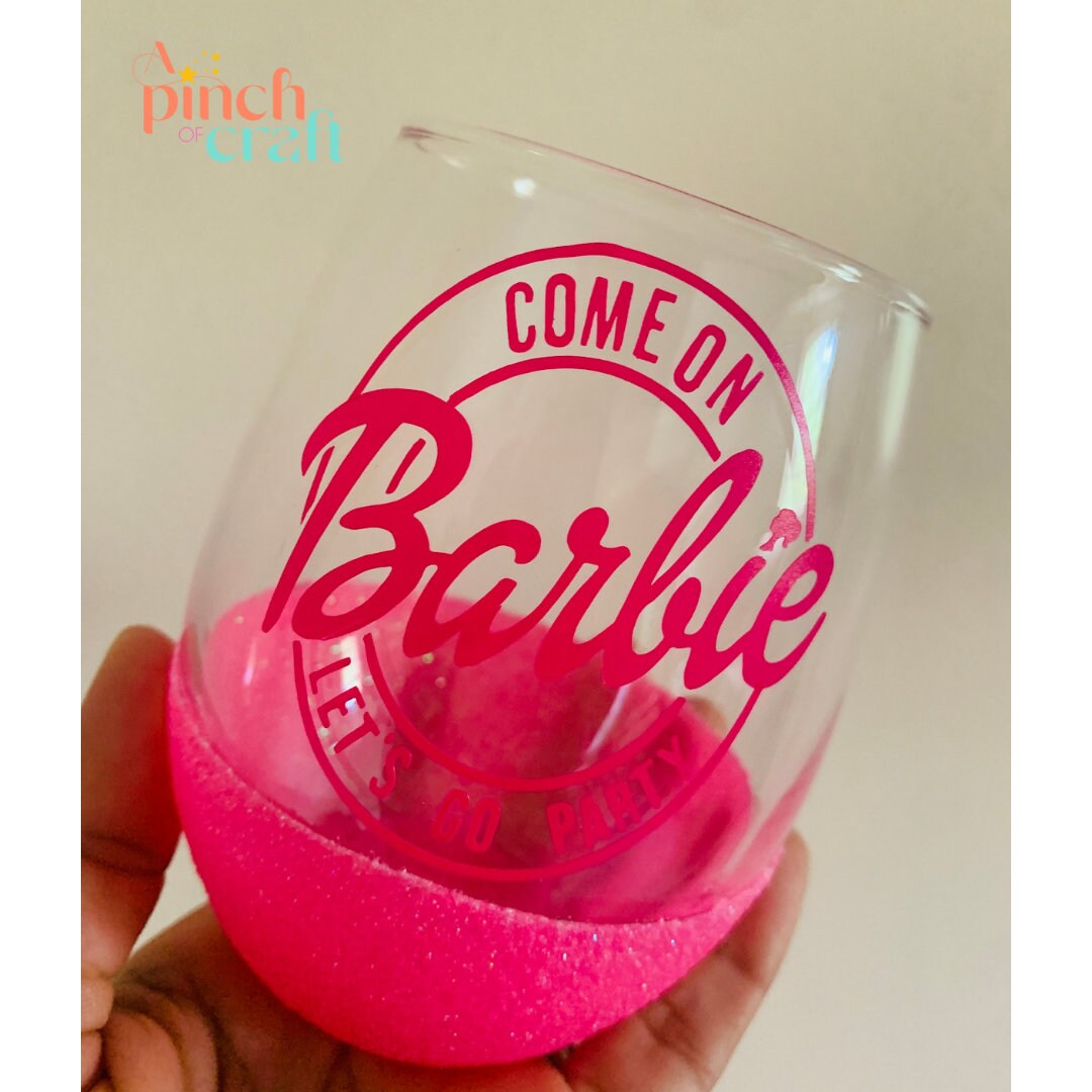 Pink Wine Glasses Custom Wine Glass Come on Let's Go Party Gift Glasses Glitter Cup Pink Glitter