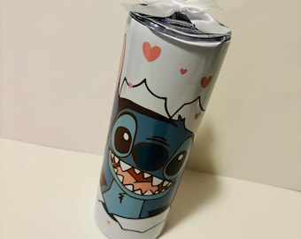 Stitch Tumbler | Gift Idea | Valentine Gift| Stitch Valentine | Heart Tumbler | Stitch Heart | Valentine Day