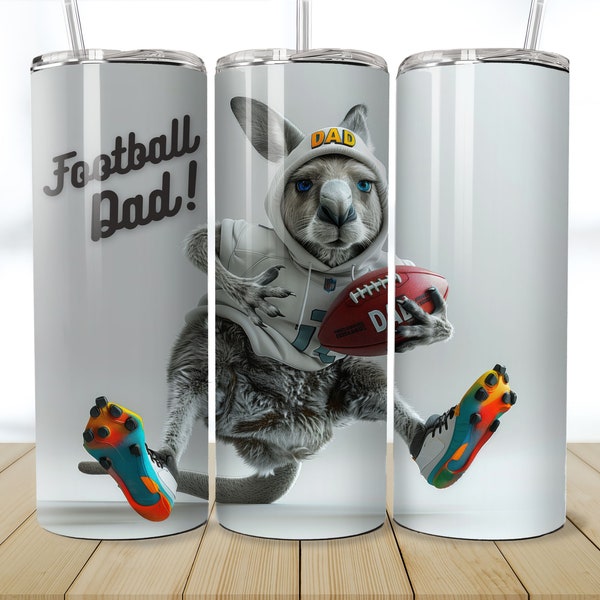 Football Dad Kangaroo 20 oz Skinny Tumbler Wrap Sublimation Design Digital Download PNG Instant DIGITAL ONLY, father's day, dad gift