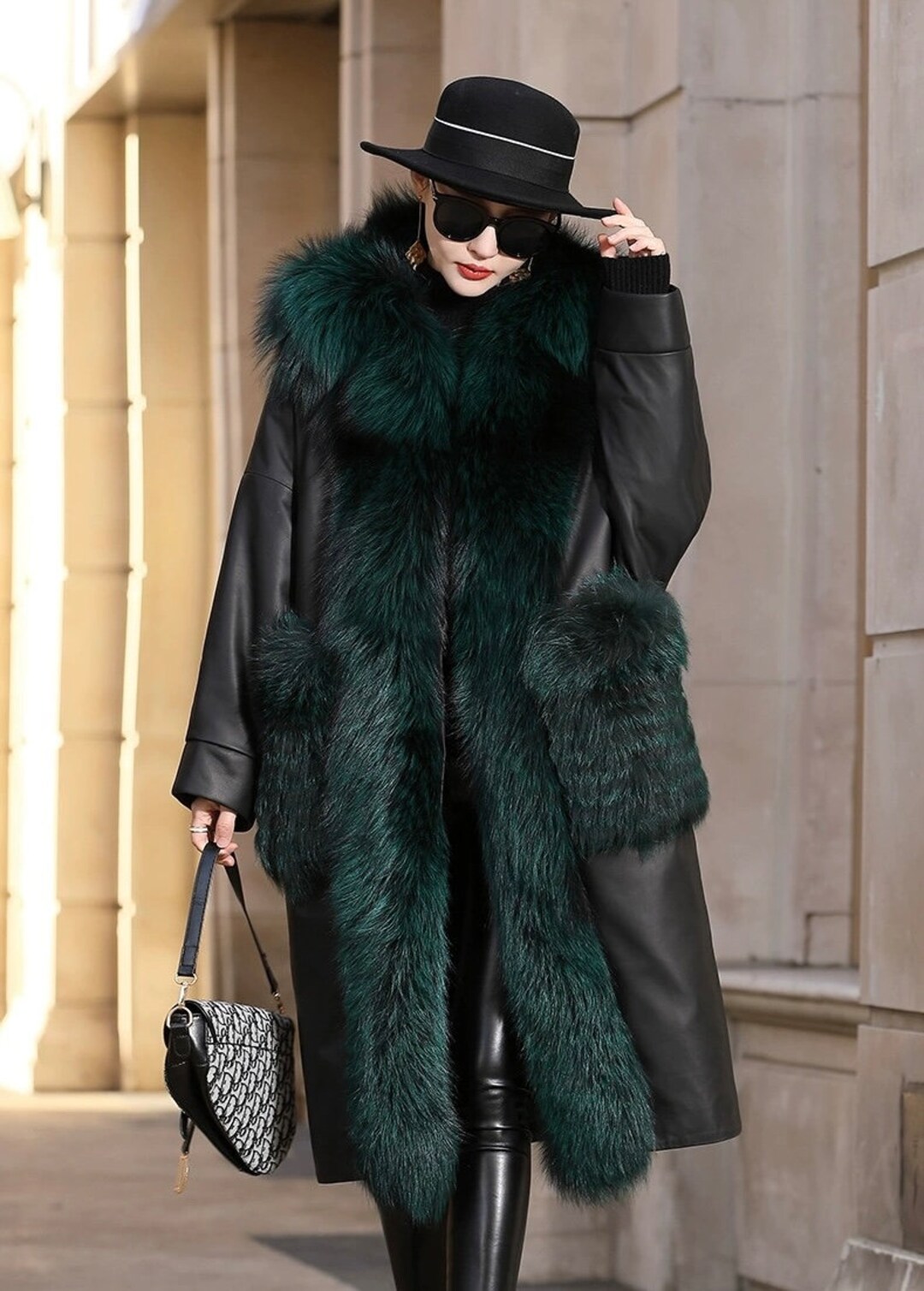 Highend Real Sheep Leather Goose Down Coat Real Fox Fur Etsy