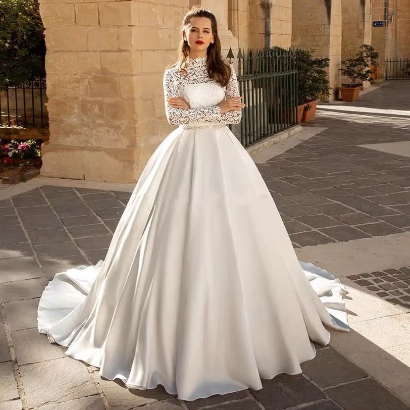 Vintage Lace Satin Wedding Dress Ball Gown Custom Made 51 Etsy — free download