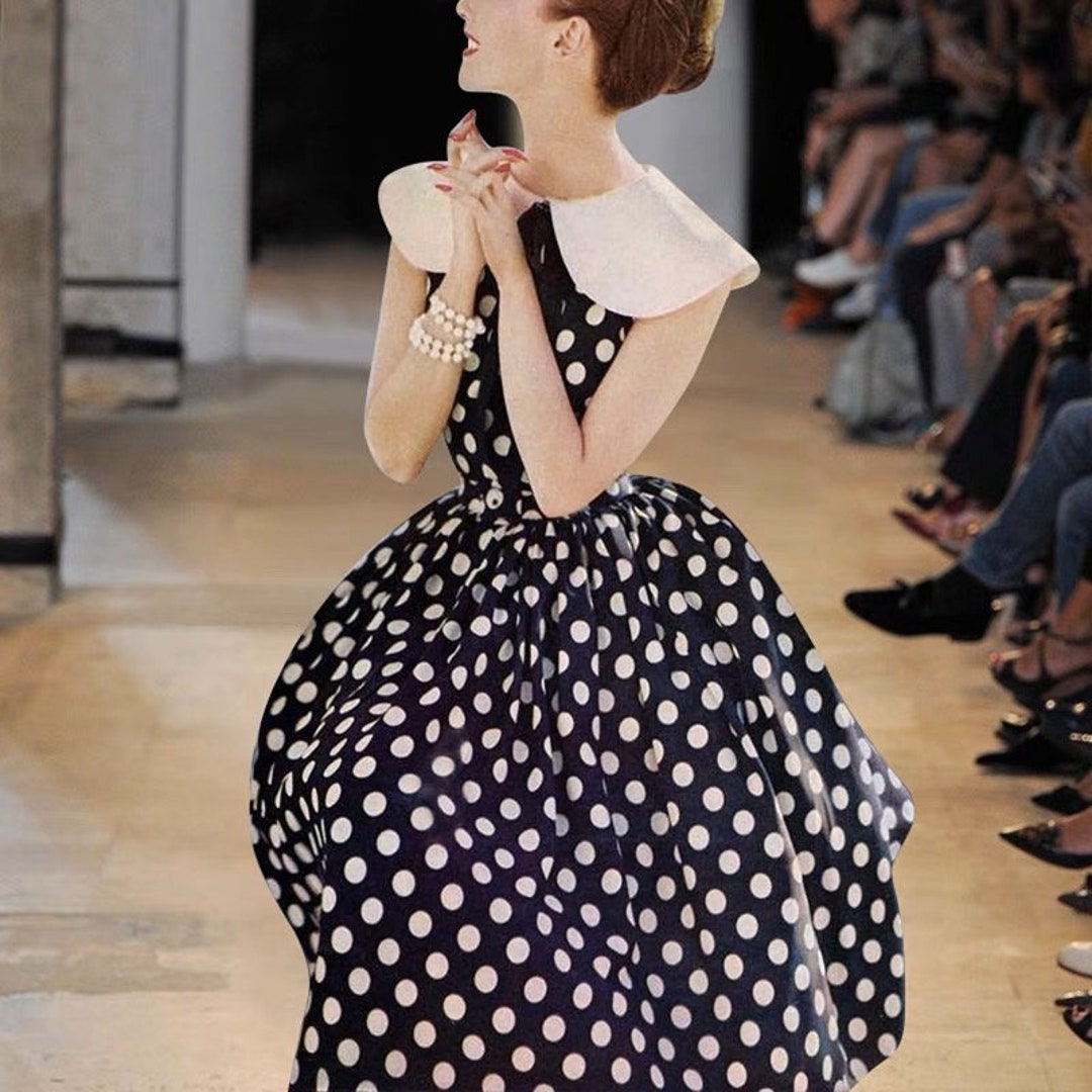 Rockabilly Cocktail Dress 1950s Vintage Polka Dot Dress - Retro Rockabilly  Swing Dress With Belt Black White And Red Dresses For Women