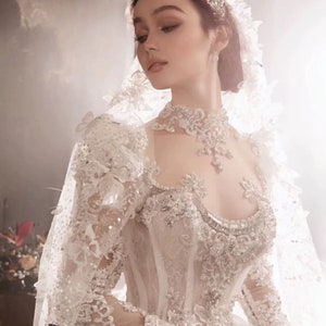 Super Beautiful Luxury Wedding Dress Long Sleeve Wedding Dress Princess Wedding Dress - YFSN8