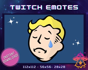 Vault Boy Sad Crying Twitch Emote | Pip Boy Emote | Tear Static Emote | Streamer Emote | YouTube | Discord | Twitch | Vault Shelter Game