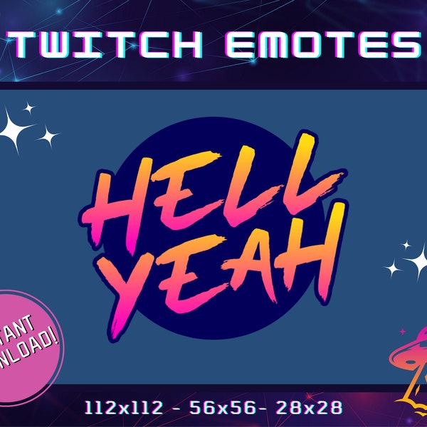 Hell Yeah Twitch Emote | YouTube Emote | Discord Emote | Community Emote | Streamer Emote | Funny Emote | Yellow Pink Emote | W Emote | GG