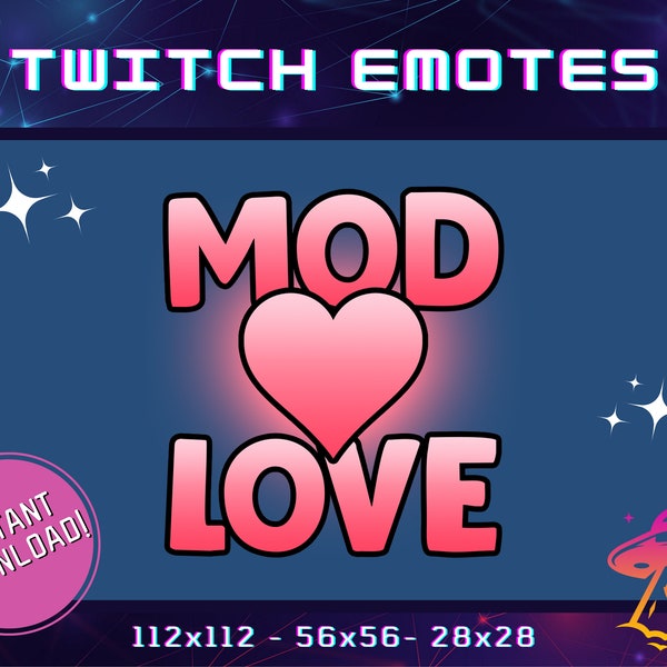 Mod Love Heart Twitch Emote | YouTube Emote | Discord Emote | Community Emote | Streamer Emote | Funny Emote | Girl Emote | Pink Cute Emote