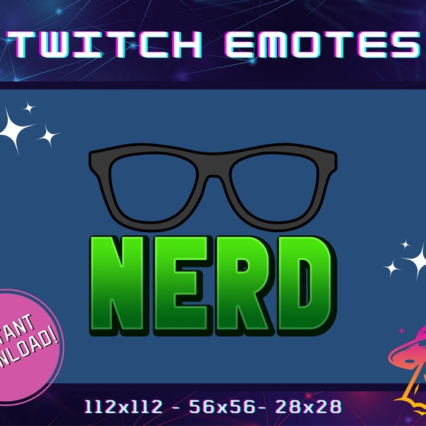 Nerd Brille Twitch Emote | YouTube Emote | Discord Emote | Gemeinschaft Emote | Luftschlangen Emote | Lustiges Emote | Grünes Emote