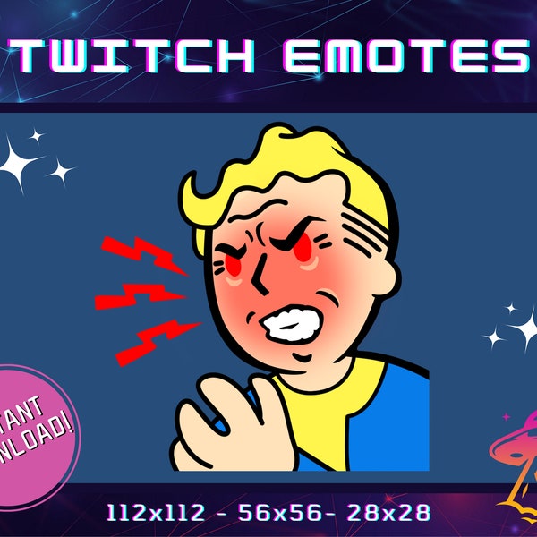 Vault Boy Angry Red Twitch Emote | Pip Boy Emote | Mad Rage Static Emote | Streamer Emote | YouTube | Discord | Twitch | Vault Shelter Game