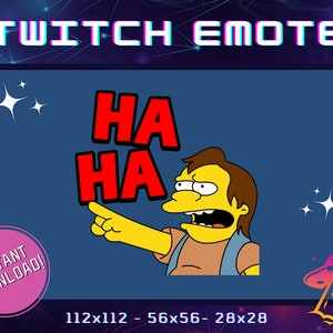 Nelson Ha Ha Simpson Twitch Emote YouTube Emote Discord Emote Community Emote Streamer Emote Funny Emote Laughing Simpsons Emote image 1