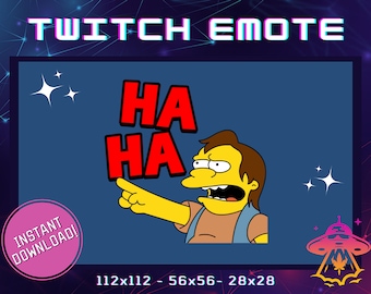 Nelson Ha Ha Simpson Twitch Emote | YouTube Emote | Discord Emote | Community Emote | Streamer Emote | Funny Emote | Laughing Simpsons Emote