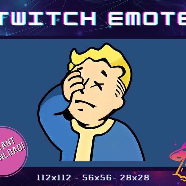 Vault Boy Fall Game Emote | Pip Boy Emote | Disappointed Emote | Streamer Emote | YouTube | Discord | Twitch | Gaming Emote | Funny Emotes