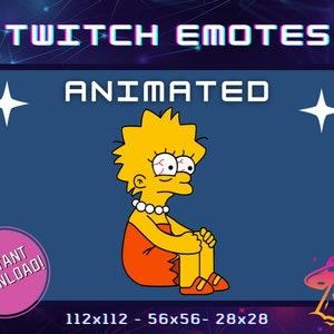 Animated Lisa Panic Simpsons Twitch Emote YouTube Emote Discord Cute Emote Streamer Emote Funny Emote Heavy Breathing Emote image 1