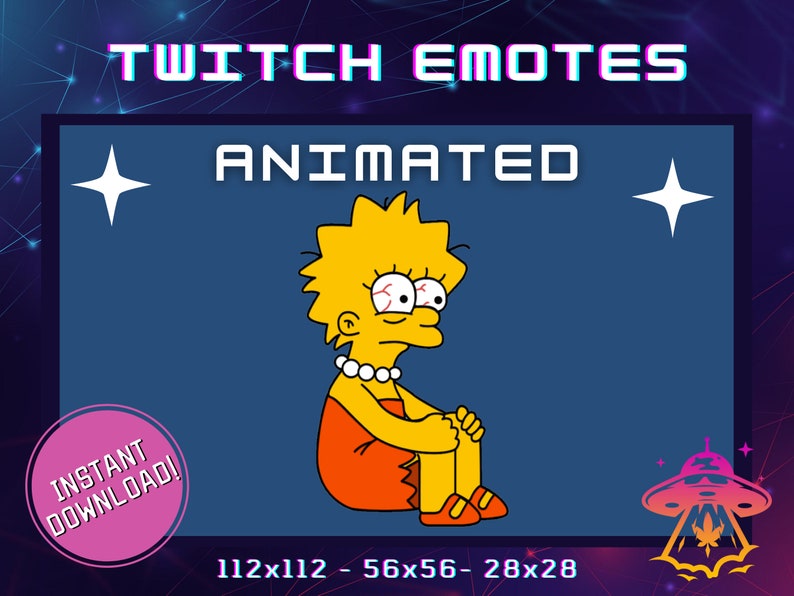 Animated Lisa Panic Simpsons Twitch Emote YouTube Emote Discord Cute Emote Streamer Emote Funny Emote Heavy Breathing Emote image 1