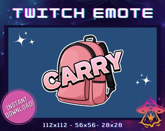 Backpack Carry Twitch Emote | YouTube Emote | Discord Emote | Community Emote | Streamer Emote | Funny Emote | Pink Emote | Girl Emote