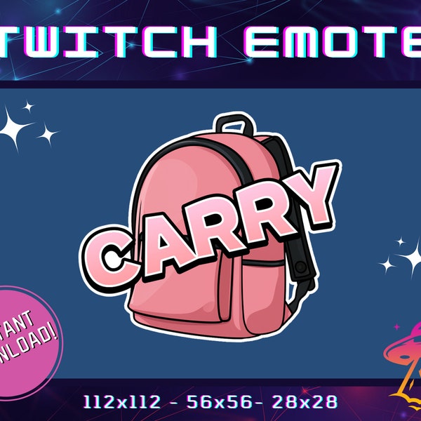 Backpack Carry Twitch Emote | YouTube Emote | Discord Emote | Community Emote | Streamer Emote | Funny Emote | Pink Emote | Girl Emote