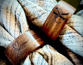Set of 6 Beautiful Personalized Napkin Rings. Perfect Housewarming Gift, Wedding Gift, Mothers Day Gift, Hostess Gift, Christmas Gift.